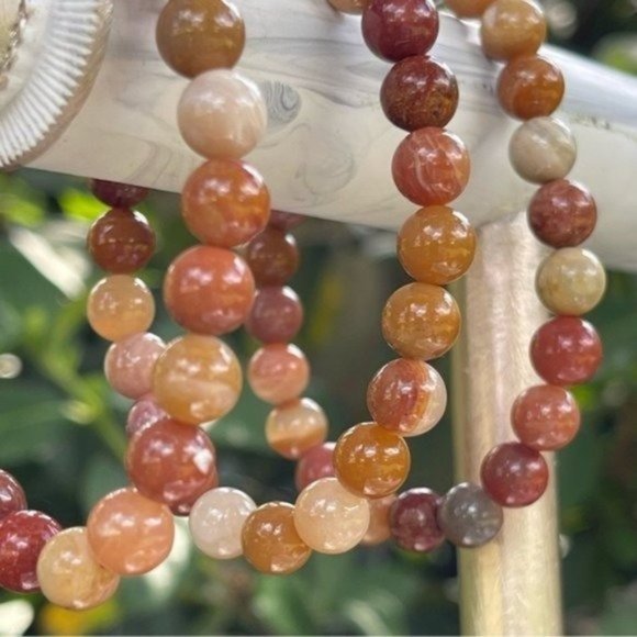 8mm Petrified Wood Stretch Bead Bracelet - Picture 3 of 4